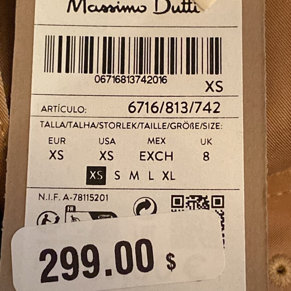 NWT. Massimo Dutti Tan 100% Cotton Long Trench Coat with Belt. Size XS. - Picture 11 of 14